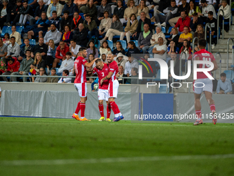 Malta players celebrate after scoring a goal during the UEFA Nations League 2024 - League phase - Matchday 2 match between Andorra and Malta...