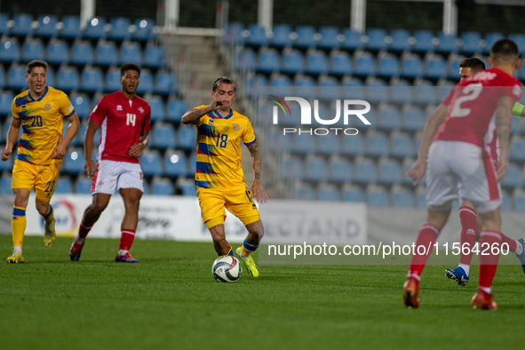 Jesus Rubio of Andorra is in action during the UEFA Nations League 2024 - League phase - Matchday 2 match between Andorra and Malta at Estad...