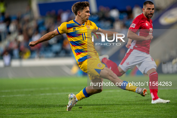 Albert Rosas of Andorra is in action during the UEFA Nations League 2024 - League phase - Matchday 2 match between Andorra and Malta at Esta...