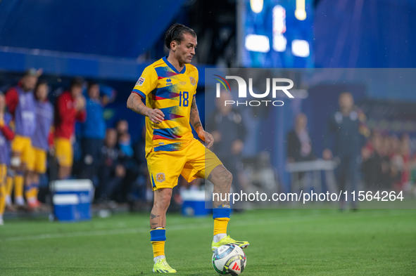 Jesus Rubio of Andorra is in action during the UEFA Nations League 2024 - League phase - Matchday 2 match between Andorra and Malta at Estad...