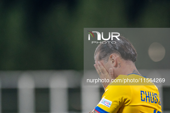 Jesus Rubio of Andorra is in action during the UEFA Nations League 2024 - League phase - Matchday 2 match between Andorra and Malta at Estad...