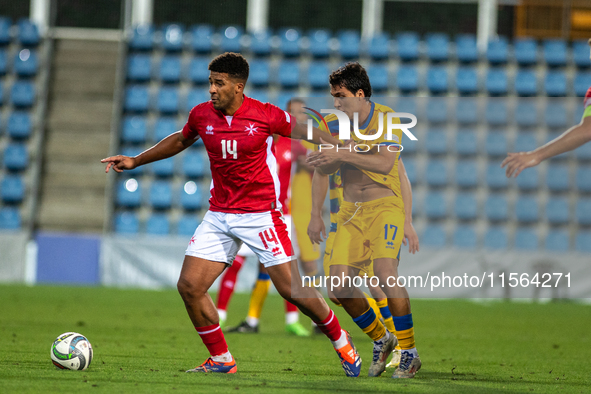 Kyrian Nwoko of Malta is in action during the UEFA Nations League 2024 - League phase - Matchday 2 match between Andorra and Malta at Estadi...