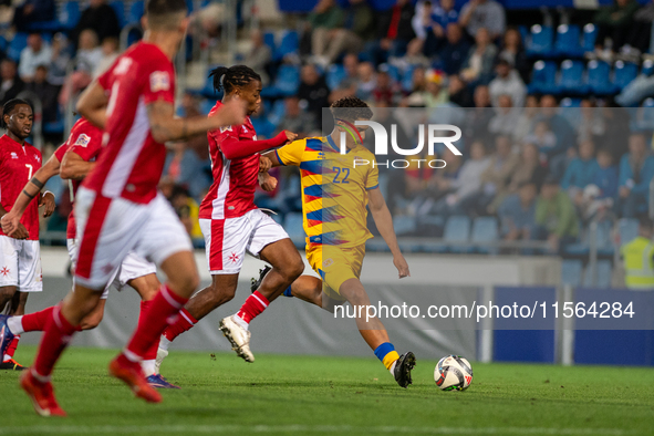 Ian Olivera of Andorra is in action during the UEFA Nations League 2024 - League phase - Matchday 2 match between Andorra and Malta at Estad...