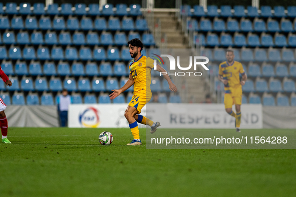 Jordi Alaez of Andorra is in action during the UEFA Nations League 2024 - League phase - Matchday 2 match between Andorra and Malta at Estad...