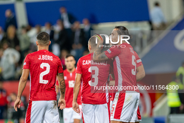 Malta players after the UEFA Nations League 2024 - League phase - Matchday 2 match between Andorra and Malta at Estadi Nacional d'Andorra in...