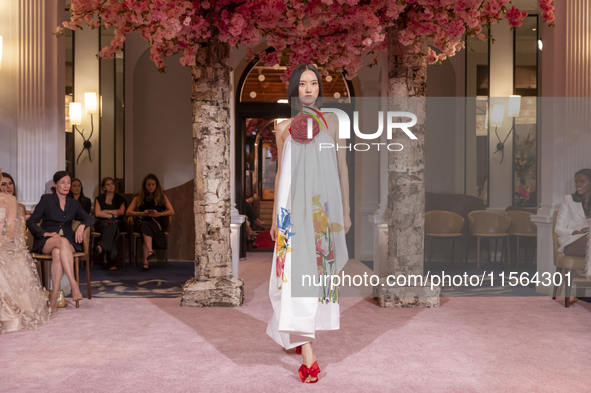 A model walks the runway at the Nardos show during September 2024 New York Fashion Week at Daniel in New York, New York, USA, on September 9...