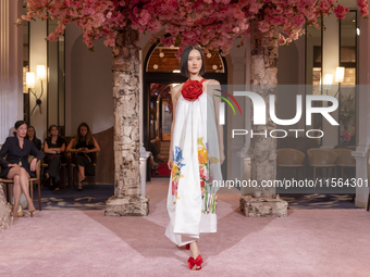 A model walks the runway at the Nardos show during September 2024 New York Fashion Week at Daniel in New York, New York, USA, on September 9...