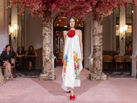 A model walks the runway at the Nardos show during September 2024 New York Fashion Week at Daniel in New York, New York, USA, on September 9...