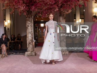 A model walks the runway at the Nardos show during September 2024 New York Fashion Week at Daniel in New York, New York, USA, on September 9...