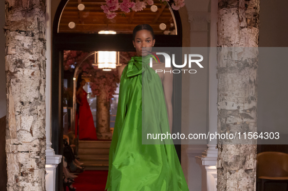 A model walks the runway at the Nardos show during September 2024 New York Fashion Week at Daniel in New York, New York, USA, on September 9...