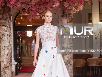 A model walks the runway at the Nardos show during September 2024 New York Fashion Week at Daniel in New York, New York, USA, on September 9...