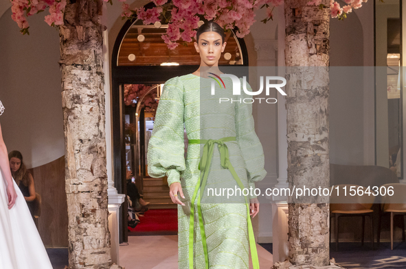 A model walks the runway at the Nardos show during September 2024 New York Fashion Week at Daniel in New York, New York, USA, on September 9...