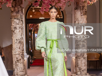 A model walks the runway at the Nardos show during September 2024 New York Fashion Week at Daniel in New York, New York, USA, on September 9...