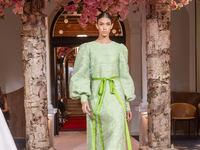 A model walks the runway at the Nardos show during September 2024 New York Fashion Week at Daniel in New York, New York, USA, on September 9...