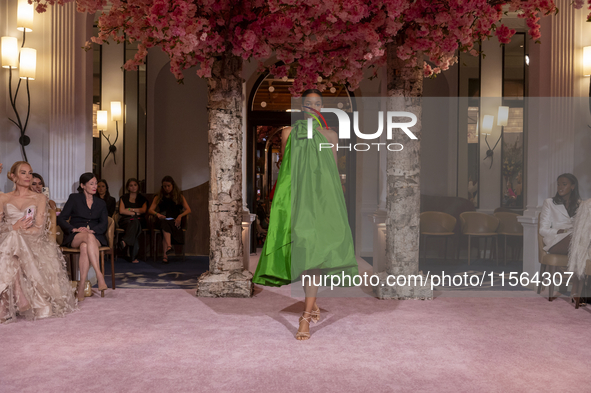 A model walks the runway at the Nardos show during September 2024 New York Fashion Week at Daniel in New York, New York, USA, on September 9...