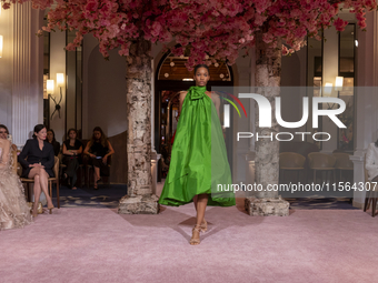 A model walks the runway at the Nardos show during September 2024 New York Fashion Week at Daniel in New York, New York, USA, on September 9...