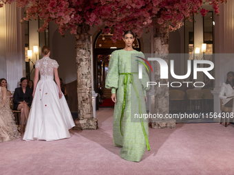 A model walks the runway at the Nardos show during September 2024 New York Fashion Week at Daniel in New York, New York, USA, on September 9...