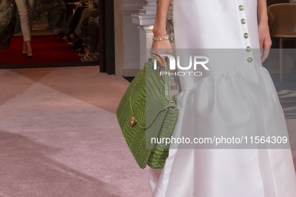 A model walks the runway at the Nardos show during September 2024 New York Fashion Week at Daniel in New York, New York, USA, on September 9...