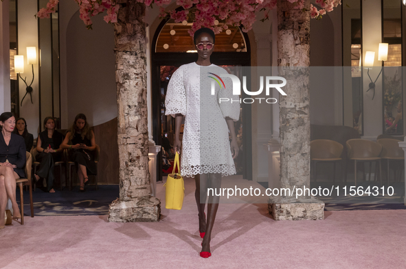 A model walks the runway at the Nardos show during September 2024 New York Fashion Week at Daniel in New York, New York, USA, on September 9...