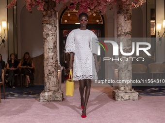 A model walks the runway at the Nardos show during September 2024 New York Fashion Week at Daniel in New York, New York, USA, on September 9...