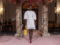 A model walks the runway at the Nardos show during September 2024 New York Fashion Week at Daniel in New York, New York, USA, on September 9...