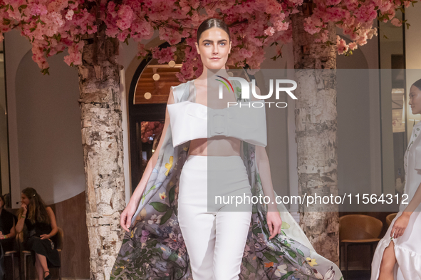 A model walks the runway at the Nardos show during September 2024 New York Fashion Week at Daniel in New York, New York, USA, on September 9...