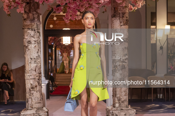 A model walks the runway at the Nardos show during September 2024 New York Fashion Week at Daniel in New York, New York, USA, on September 9...