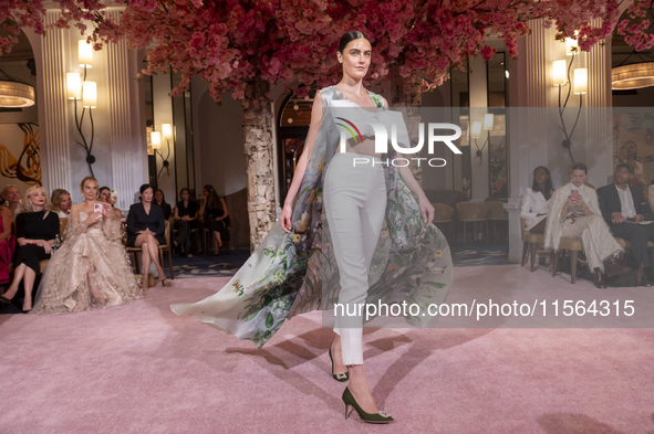 A model walks the runway at the Nardos show during September 2024 New York Fashion Week at Daniel in New York, New York, USA, on September 9...