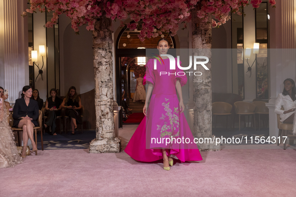 A model walks the runway at the Nardos show during September 2024 New York Fashion Week at Daniel in New York, New York, USA, on September 9...