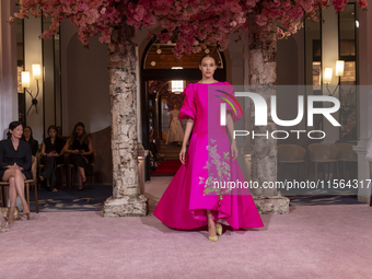 A model walks the runway at the Nardos show during September 2024 New York Fashion Week at Daniel in New York, New York, USA, on September 9...