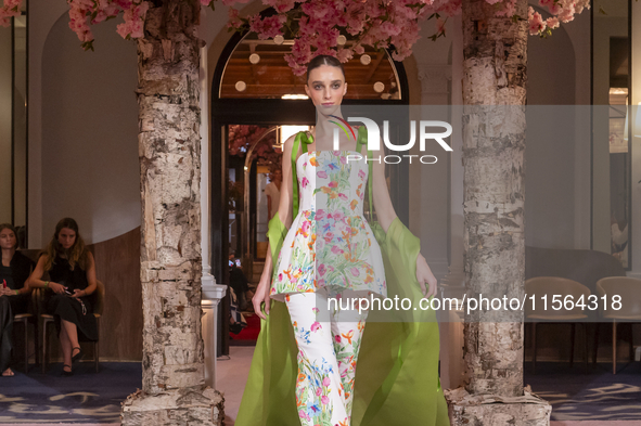 A model walks the runway at the Nardos show during September 2024 New York Fashion Week at Daniel in New York, New York, USA, on September 9...