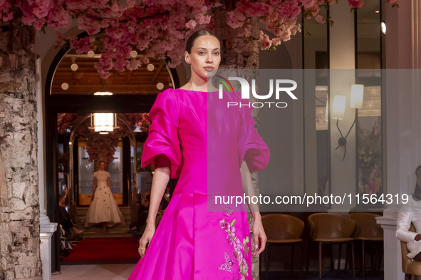 A model walks the runway at the Nardos show during September 2024 New York Fashion Week at Daniel in New York, New York, USA, on September 9...