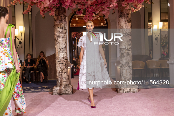 A model walks the runway at the Nardos show during September 2024 New York Fashion Week at Daniel in New York, New York, USA, on September 9...