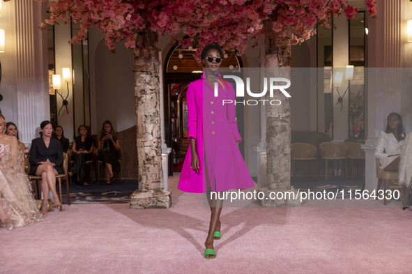 A model walks the runway at the Nardos show during September 2024 New York Fashion Week at Daniel in New York, New York, USA, on September 9...