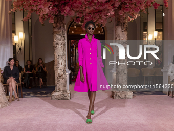 A model walks the runway at the Nardos show during September 2024 New York Fashion Week at Daniel in New York, New York, USA, on September 9...