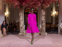 A model walks the runway at the Nardos show during September 2024 New York Fashion Week at Daniel in New York, New York, USA, on September 9...