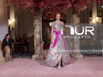 A model walks the runway at the Nardos show during September 2024 New York Fashion Week at Daniel in New York, New York, USA, on September 9...