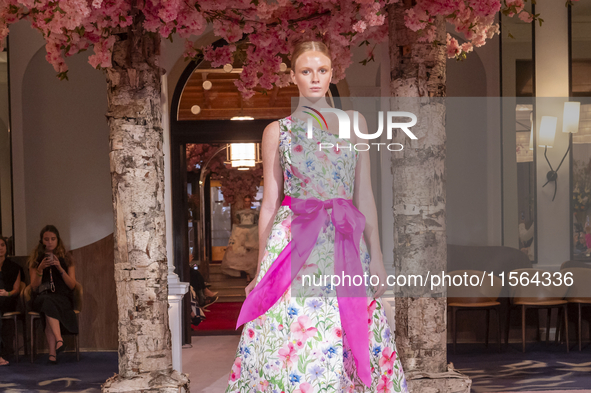 A model walks the runway at the Nardos show during September 2024 New York Fashion Week at Daniel in New York, New York, USA, on September 9...