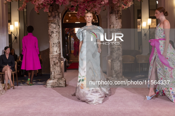 A model walks the runway at the Nardos show during September 2024 New York Fashion Week at Daniel in New York, New York, USA, on September 9...