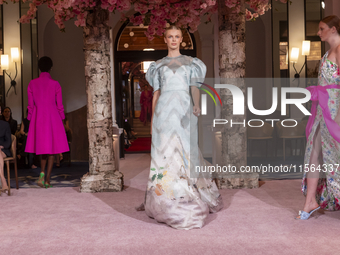 A model walks the runway at the Nardos show during September 2024 New York Fashion Week at Daniel in New York, New York, USA, on September 9...