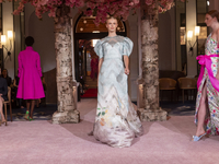 A model walks the runway at the Nardos show during September 2024 New York Fashion Week at Daniel in New York, New York, USA, on September 9...