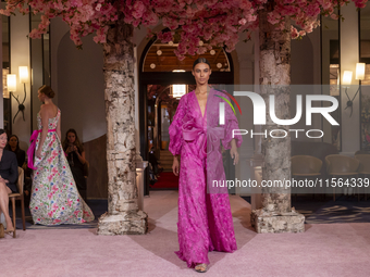 A model walks the runway at the Nardos show during September 2024 New York Fashion Week at Daniel in New York, New York, USA, on September 9...