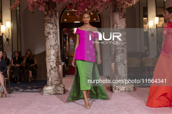 A model walks the runway at the Nardos show during September 2024 New York Fashion Week at Daniel in New York, New York, USA, on September 9...