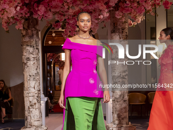 A model walks the runway at the Nardos show during September 2024 New York Fashion Week at Daniel in New York, New York, USA, on September 9...