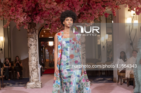 A model walks the runway at the Nardos show during September 2024 New York Fashion Week at Daniel in New York, New York, USA, on September 9...