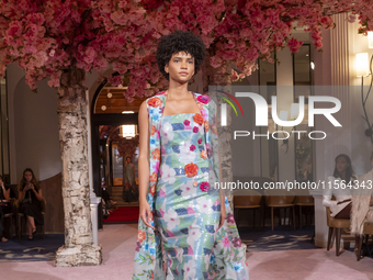 A model walks the runway at the Nardos show during September 2024 New York Fashion Week at Daniel in New York, New York, USA, on September 9...