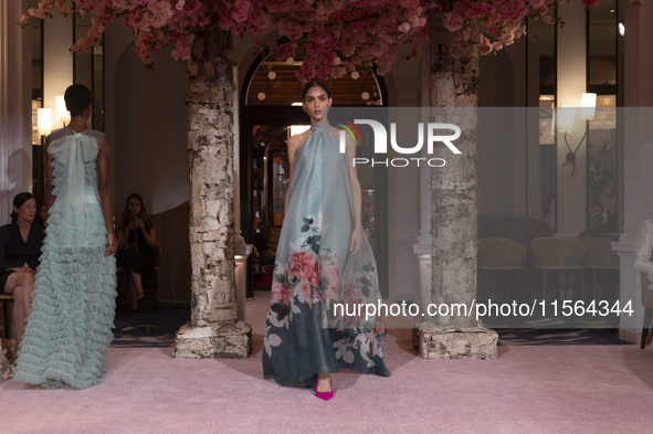 A model walks the runway at the Nardos show during September 2024 New York Fashion Week at Daniel in New York, New York, USA, on September 9...