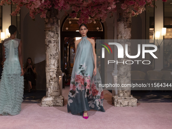 A model walks the runway at the Nardos show during September 2024 New York Fashion Week at Daniel in New York, New York, USA, on September 9...