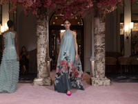 A model walks the runway at the Nardos show during September 2024 New York Fashion Week at Daniel in New York, New York, USA, on September 9...