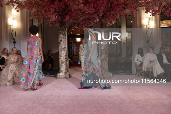 A model walks the runway at the Nardos show during September 2024 New York Fashion Week at Daniel in New York, New York, USA, on September 9...